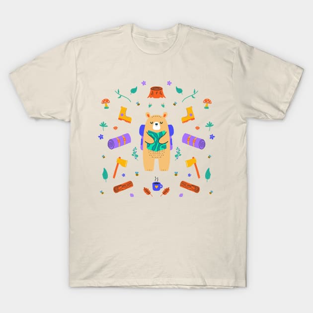 Camping Bear T-Shirt by krimons